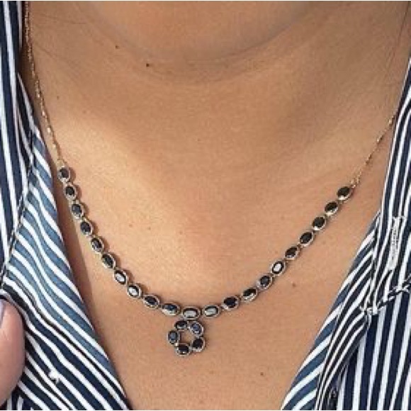 14k gold and  sapphire necklace - Picture 2 of 3